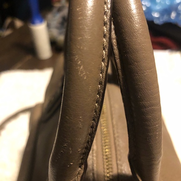 MICHAEL KORS Taupe Leather Satchel Fulton Crossbody Tote Handbag - Picture 7 of 13